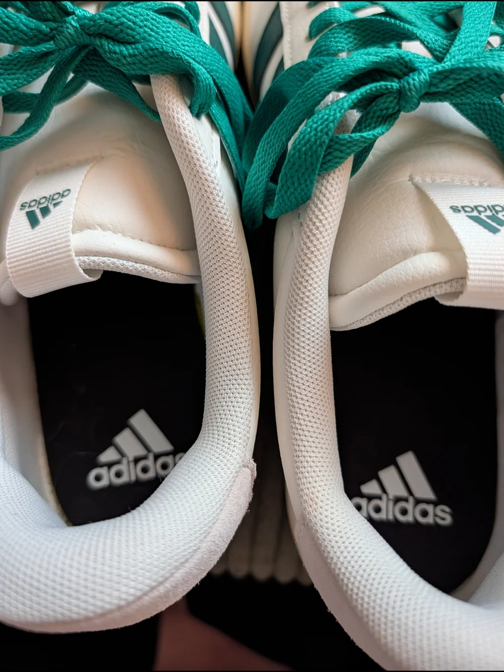 adidas Men’s White Sneakers with green Accents